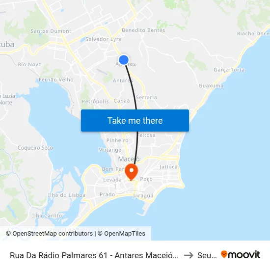 Rua Da Rádio Palmares 61 - Antares Maceió - Al Brasil to Seune map
