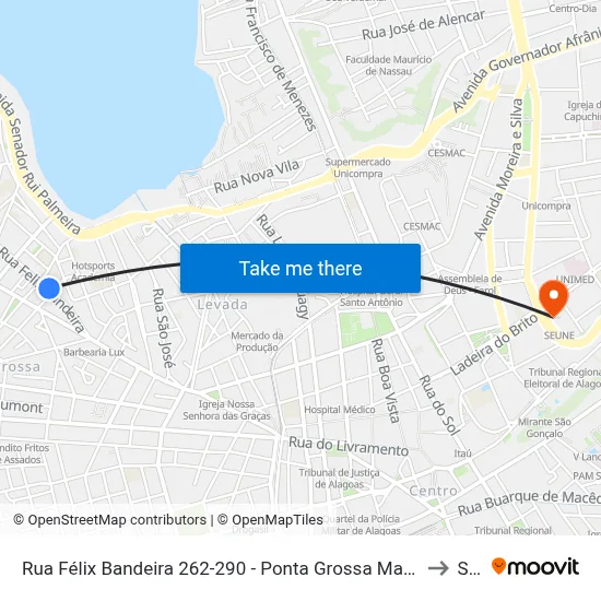 Rua Félix Bandeira 262-290 - Ponta Grossa Maceió - Al 57014-420 República Federativa Do Brasil to Seune map