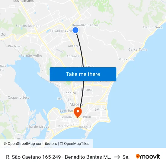 R. São Caetano 165-249 - Benedito Bentes Maceió - Al Brasil to Seune map