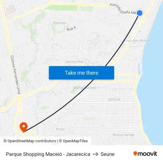 Parque Shopping Maceió - Jacarecica to Seune map