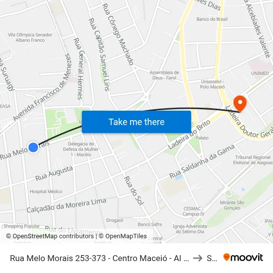 Rua Melo Morais 253-373 - Centro Maceió - Al 57020-330 República Federativa Do Brasil to Seune map