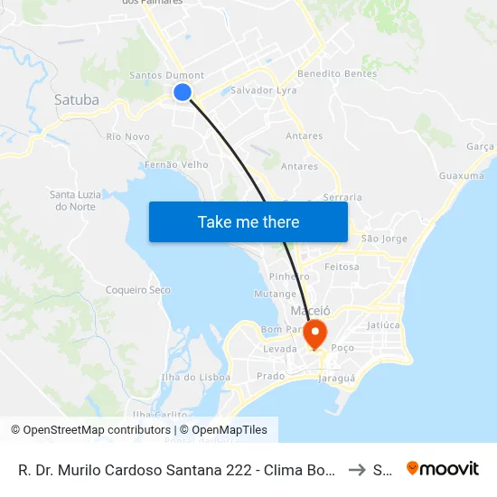 R. Dr. Murilo Cardoso Santana 222 - Clima Bom Maceió - Al 57071-150 Brasil to Seune map