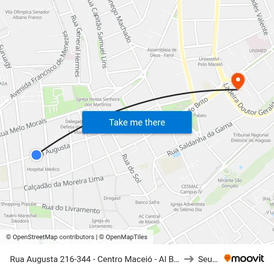 Rua Augusta 216-344 - Centro Maceió - Al Brasil to Seune map