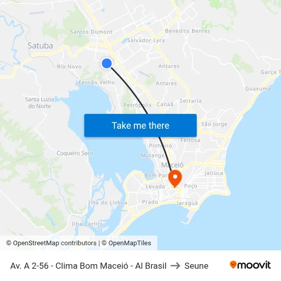 Av. A 2-56 - Clima Bom Maceió - Al Brasil to Seune map