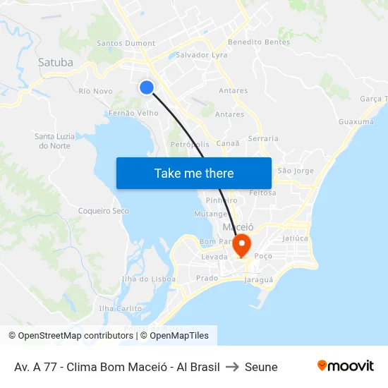 Av. A 77 - Clima Bom Maceió - Al Brasil to Seune map