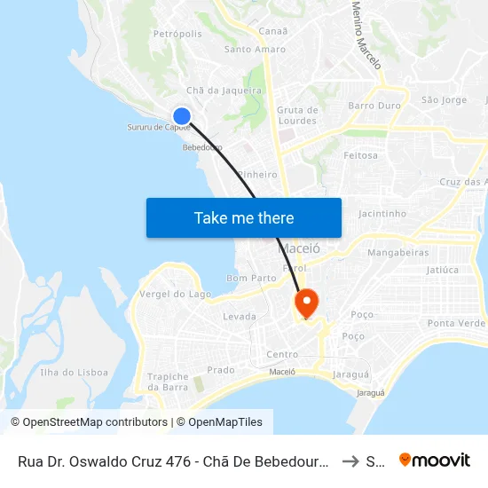Rua Dr. Oswaldo Cruz 476 - Chã De Bebedouro Maceió - Al 57018-630 Brasil to Seune map