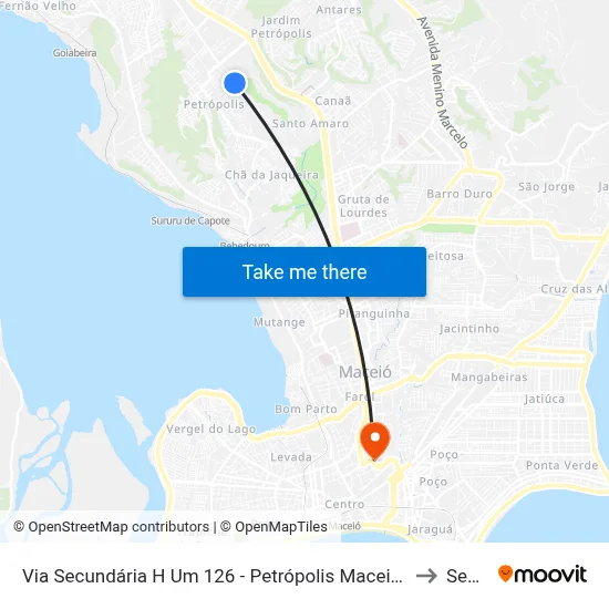 Via Secundária H Um 126 - Petrópolis Maceió - Al Brasil to Seune map