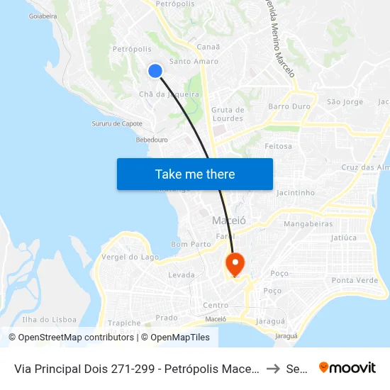 Via Principal Dois 271-299 - Petrópolis Maceió - Al Brasil to Seune map