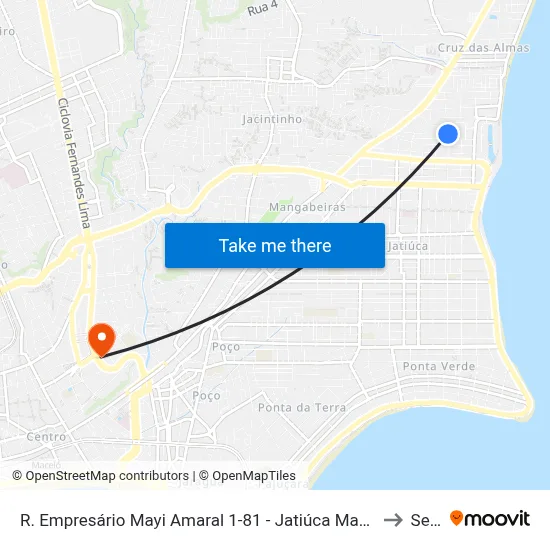 R. Empresário Mayi Amaral 1-81 - Jatiúca Maceió - Al 57035-820 Brasil to Seune map