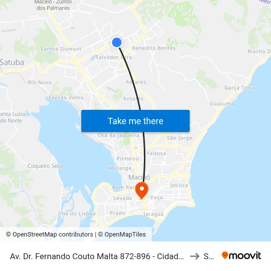 Av. Dr. Fernando Couto Malta 872-896 - Cidade Universitária Maceió - Al Brasil to Seune map