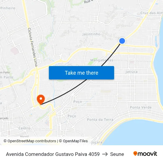 Avenida Comendador Gustavo Paiva 4059 to Seune map