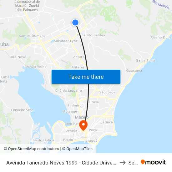 Avenida Tancredo Neves 1999 - Cidade Universitária Maceió - Al Brasil to Seune map