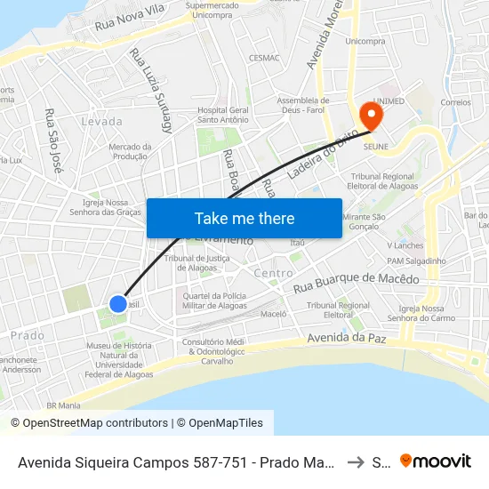 Avenida Siqueira Campos 587-751 - Prado Maceió - Al 57010-000 República Federativa Do Brasil to Seune map