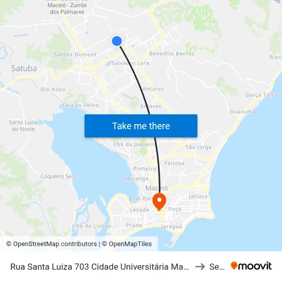 Rua Santa Luiza 703 Cidade Universitária Maceió - Alagoas Brasil to Seune map