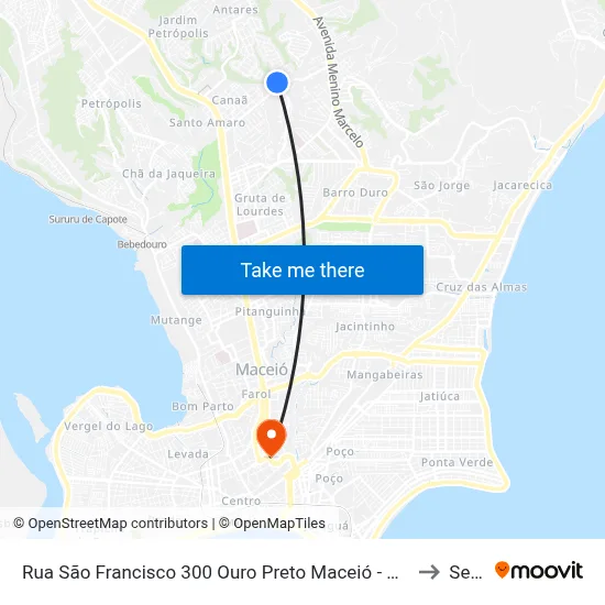 Rua São Francisco 300 Ouro Preto Maceió - Alagoas 57046 Brasil to Seune map