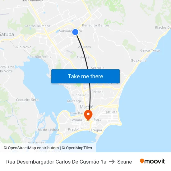 Rua Desembargador Carlos De Gusmão 1a to Seune map