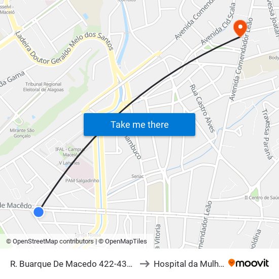 R. Buarque De Macedo 422-432 - Centro Maceió - Al 57020-520 Brasil to Hospital da Mulher Dra. Nise da Silveira map