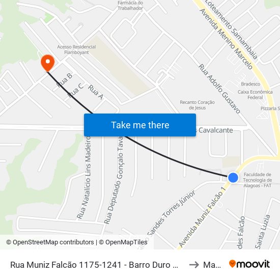 Rua Muniz Falcão 1175-1241 - Barro Duro Maceió - Al Brasil to Maceió map