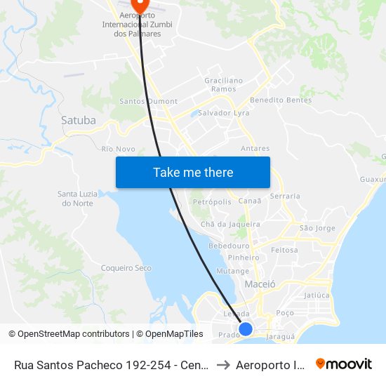 Rua Santos Pacheco 192-254 - Centro Maceió - Al 57020-290 República Federativa Do Brasil to Aeroporto Internacional de Maceió map