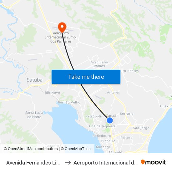 Avenida Fernandes Lima 1145 to Aeroporto Internacional de Maceió map