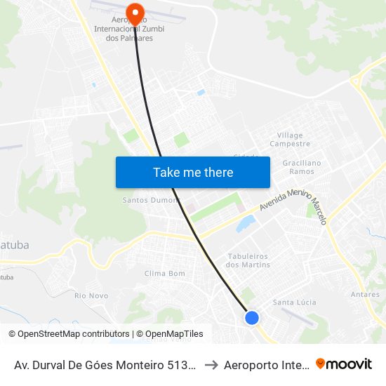Av. Durval De Góes Monteiro 5136 - Tabuleiro Do Martins Maceió - Al Brasil to Aeroporto Internacional de Maceió map