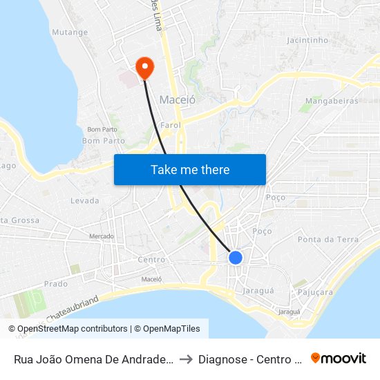 Rua João Omena De Andrade 44 Poço Maceió - Alagoas 57022 Brasil to Diagnose - Centro De Diagnóstico Por Imagem map