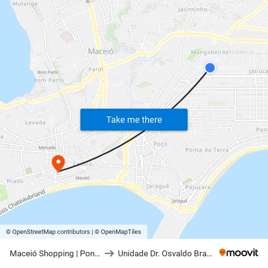 Maceió Shopping | Ponto Metropolitano to Unidade Dr. Osvaldo Brandão SANTA CASA map