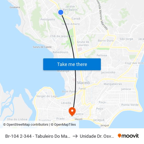 Br-104 2-344 - Tabuleiro Do Martins Maceió - Al República Federativa Do Brasil to Unidade Dr. Osvaldo Brandão SANTA CASA map