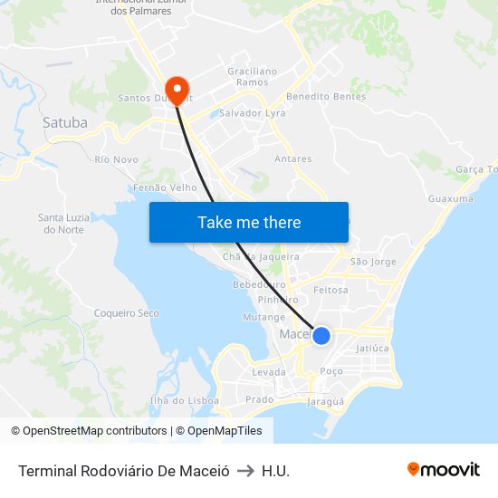 Terminal Rodoviário De Maceió to H.U. map