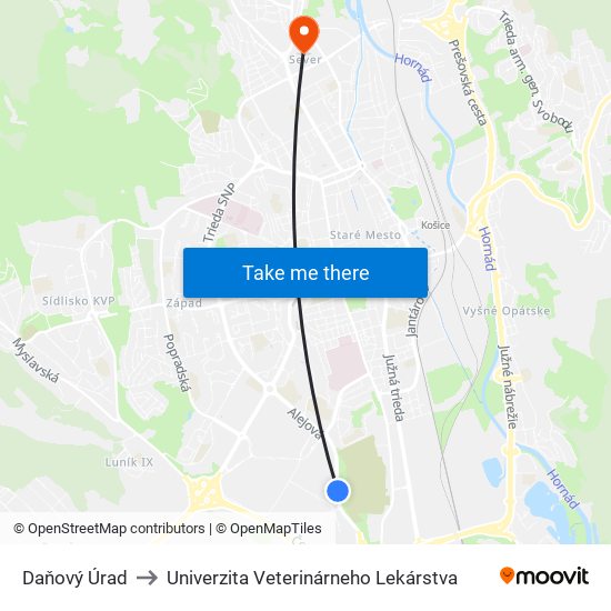 Daňový Úrad to Univerzita Veterinárneho Lekárstva map