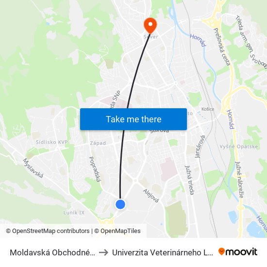 Moldavská Obchodné Centrá to Univerzita Veterinárneho Lekárstva map