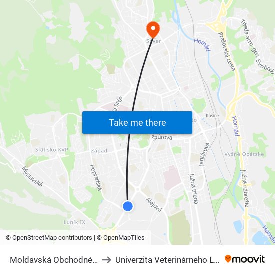 Moldavská Obchodné Centrá to Univerzita Veterinárneho Lekárstva map