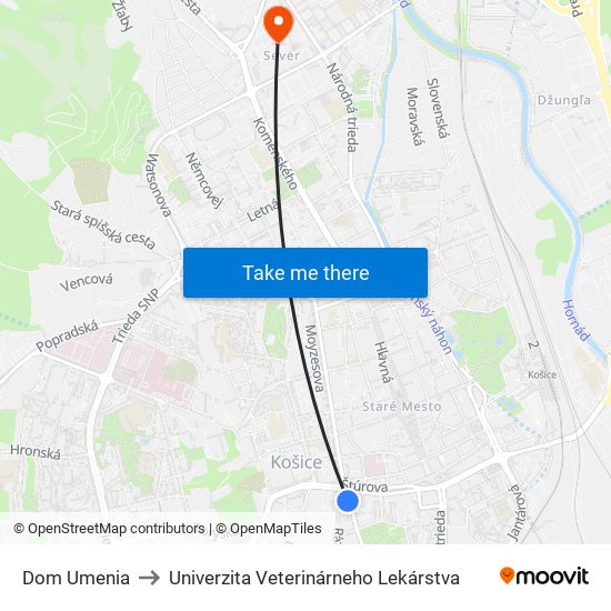 Dom Umenia to Univerzita Veterinárneho Lekárstva map