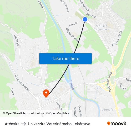 Aténska to Univerzita Veterinárneho Lekárstva map