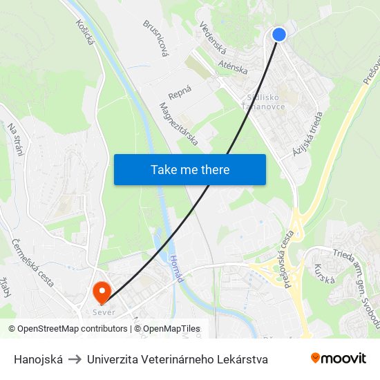 Hanojská to Univerzita Veterinárneho Lekárstva map