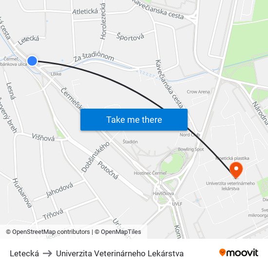 Letecká to Univerzita Veterinárneho Lekárstva map