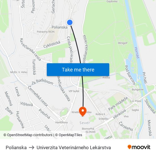 Polianska to Univerzita Veterinárneho Lekárstva map