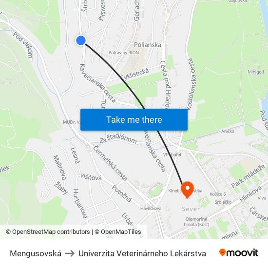 Mengusovská to Univerzita Veterinárneho Lekárstva map