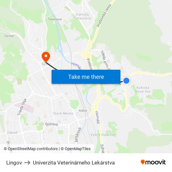 Lingov to Univerzita Veterinárneho Lekárstva map