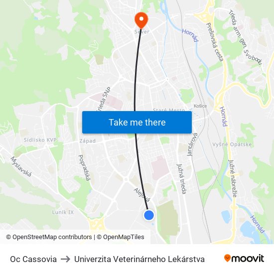 Oc Cassovia to Univerzita Veterinárneho Lekárstva map
