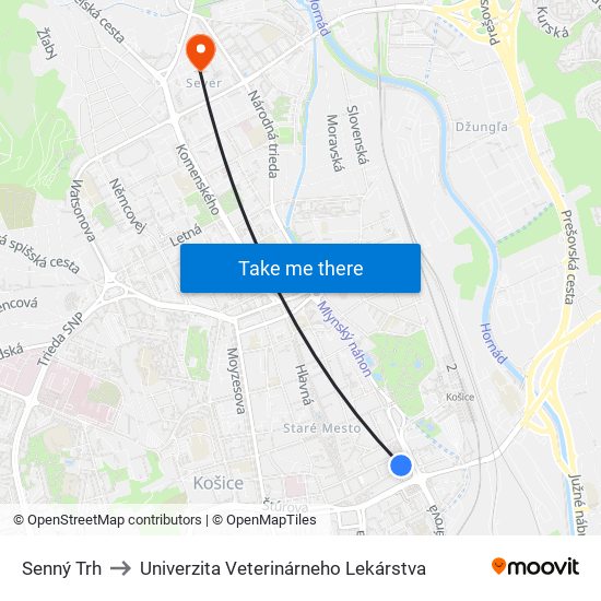 Senný Trh to Univerzita Veterinárneho Lekárstva map