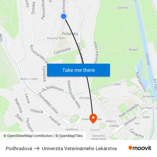 Podhradová to Univerzita Veterinárneho Lekárstva map