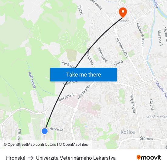 Hronská to Univerzita Veterinárneho Lekárstva map