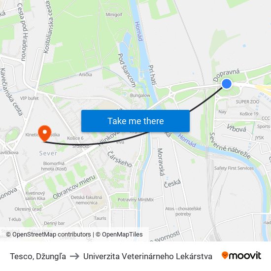 Tesco, Džungľa to Univerzita Veterinárneho Lekárstva map