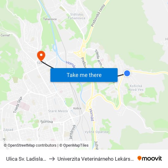 Ulica Sv. Ladislava to Univerzita Veterinárneho Lekárstva map