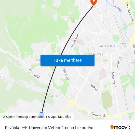 Revúcka to Univerzita Veterinárneho Lekárstva map