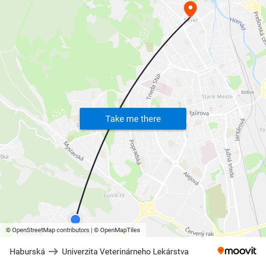 Haburská to Univerzita Veterinárneho Lekárstva map