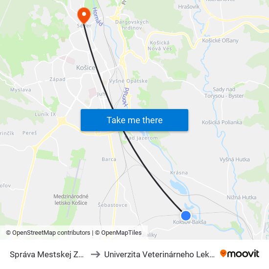 Správa Mestskej Zelene to Univerzita Veterinárneho Lekárstva map