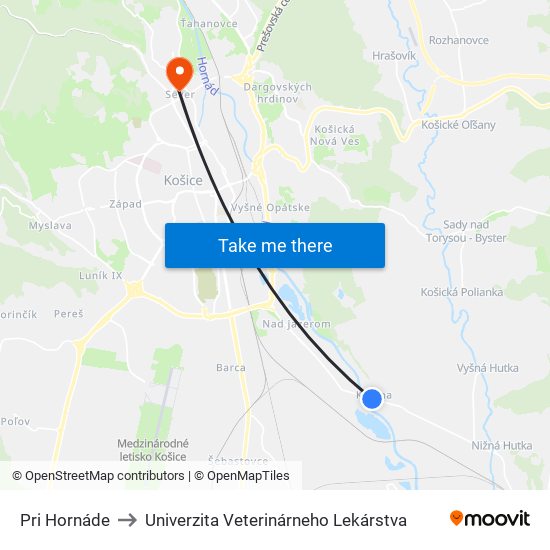 Pri Hornáde to Univerzita Veterinárneho Lekárstva map
