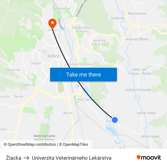 Žiacka to Univerzita Veterinárneho Lekárstva map